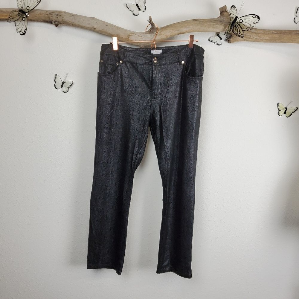 Eric reptile embossed black pants gold hardware